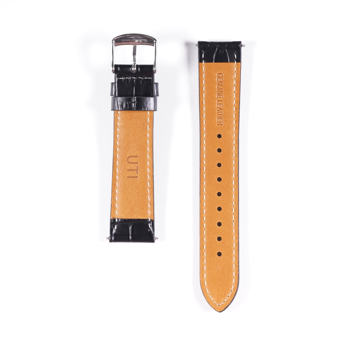 20mm Crocodile Pattern Genuine Leather Black - Urban Time Imagination