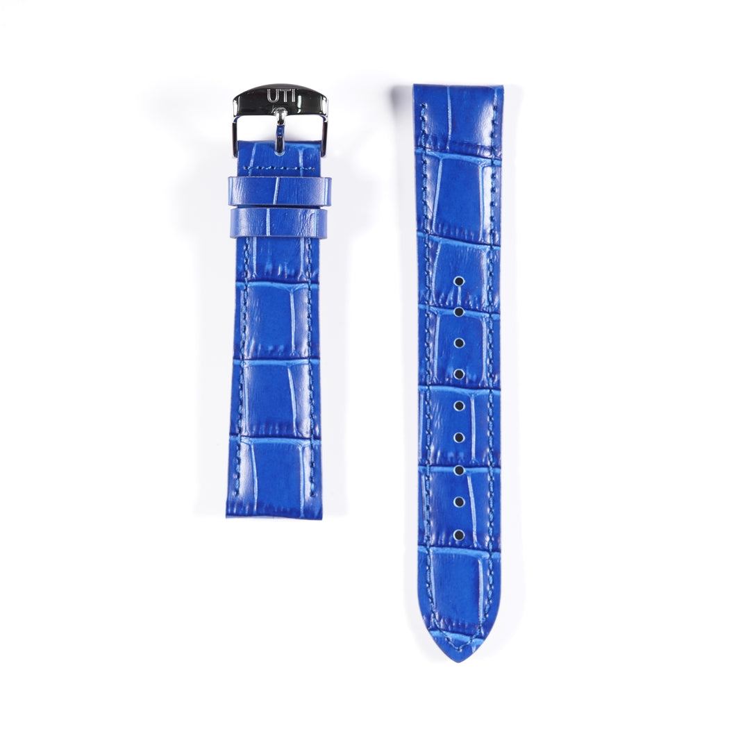 20mm Crocodile Pattern Genuine Leather Blue - Urban Time Imagination