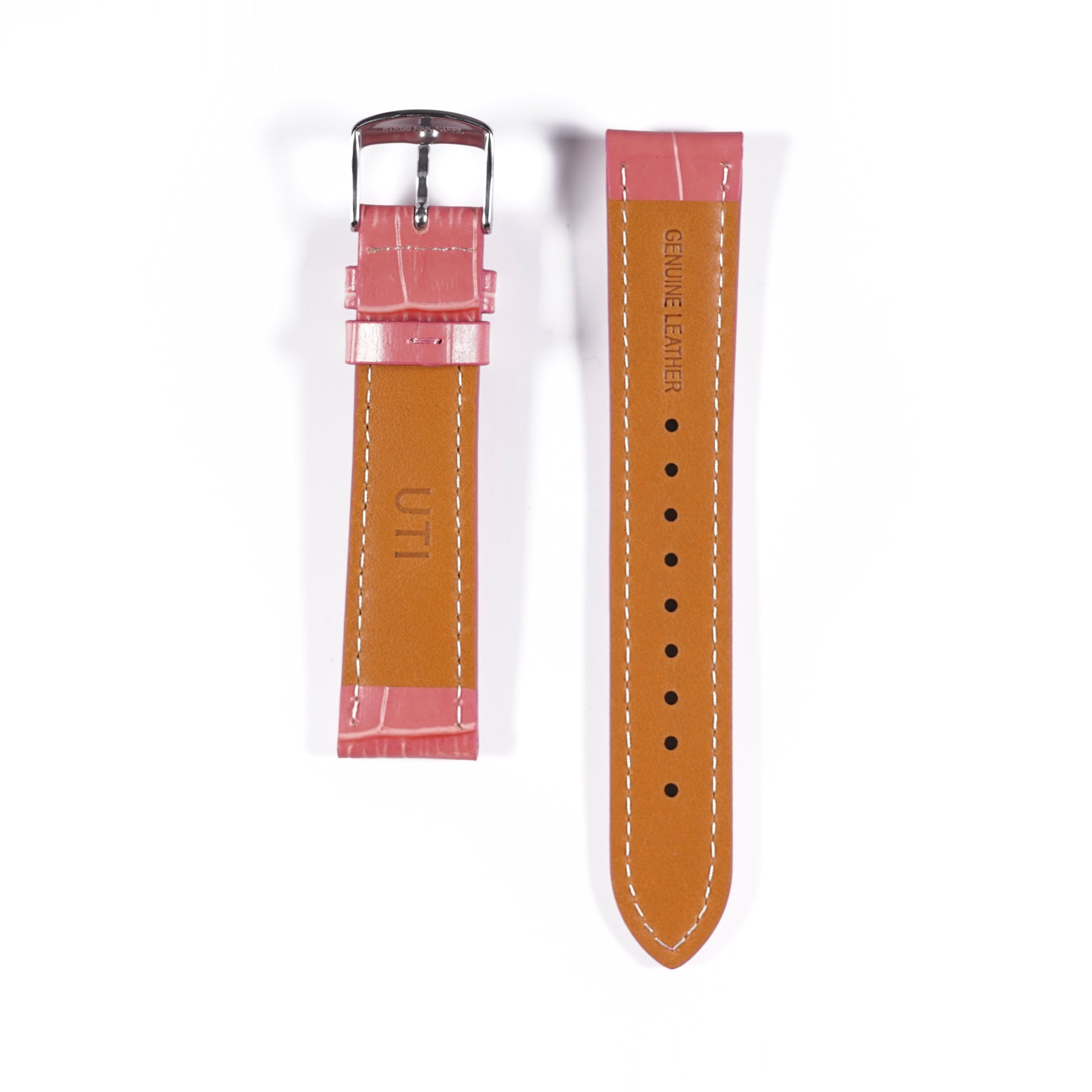 20mm Crocodile Pattern Genuine Leather Pink - Urban Time Imagination