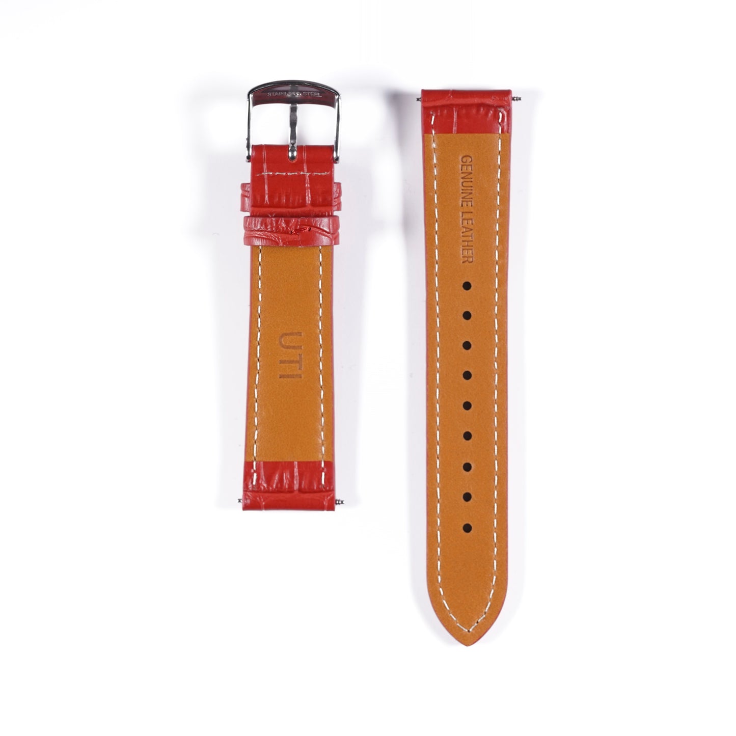 20mm Crocodile Pattern Genuine Leather Red - Urban Time Imagination