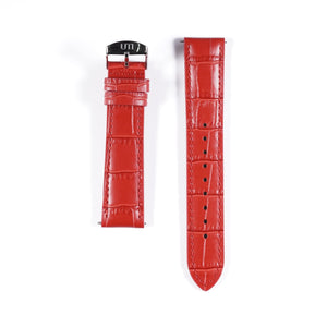 20mm Crocodile Pattern Genuine Leather Red - Urban Time Imagination